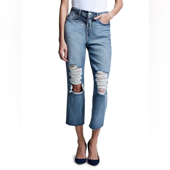 L'AGENCE Adele High-Rise Cropped Stovepipe Jeans Sz 26 - Picture 2 of 10